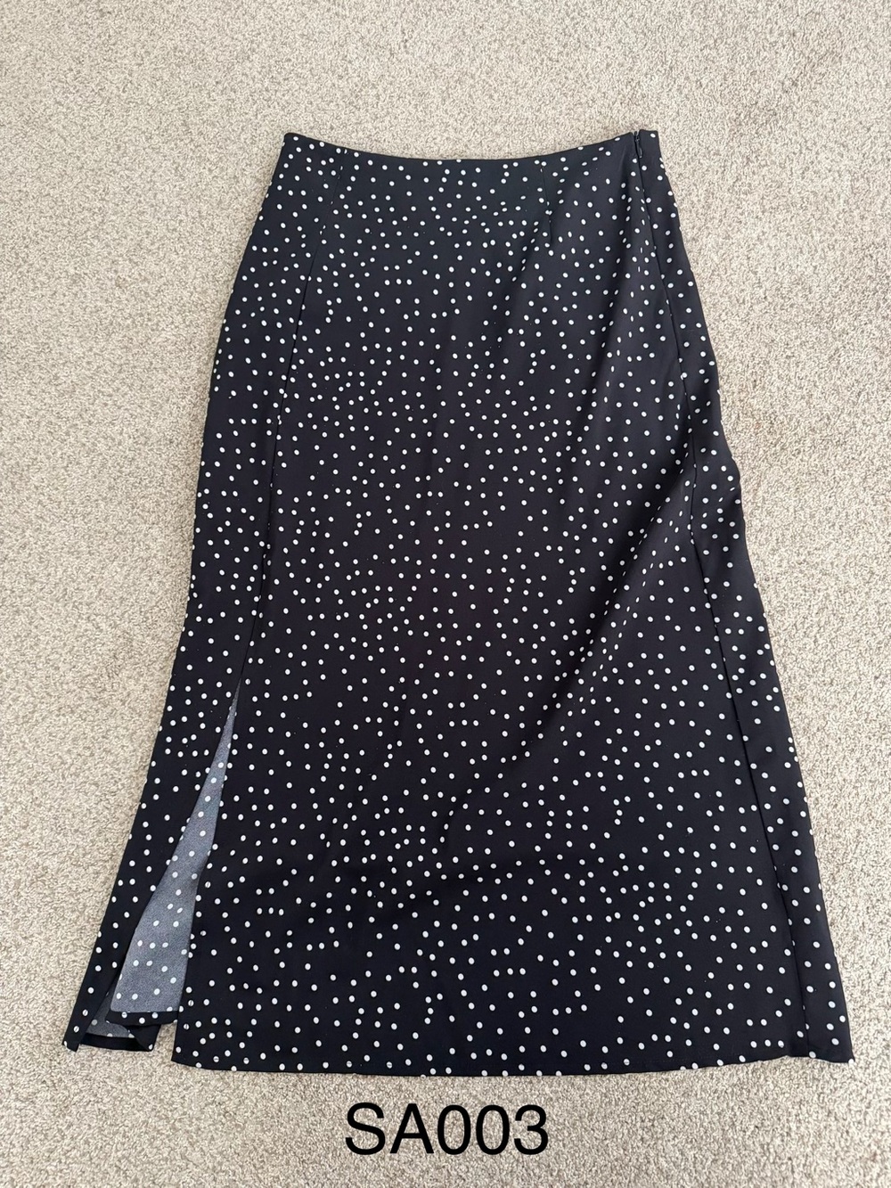 Nasty Gal Black & White Polka Dot Maxi Skirt with Side Slit